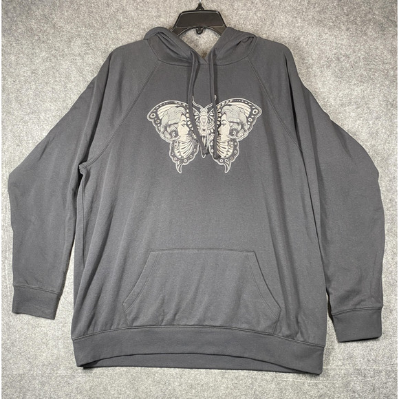 Torrid Hoodie Womens 2XL Butterfly Face Graphic Pullover Sweatshirt Boho Art - Picture 1 of 11